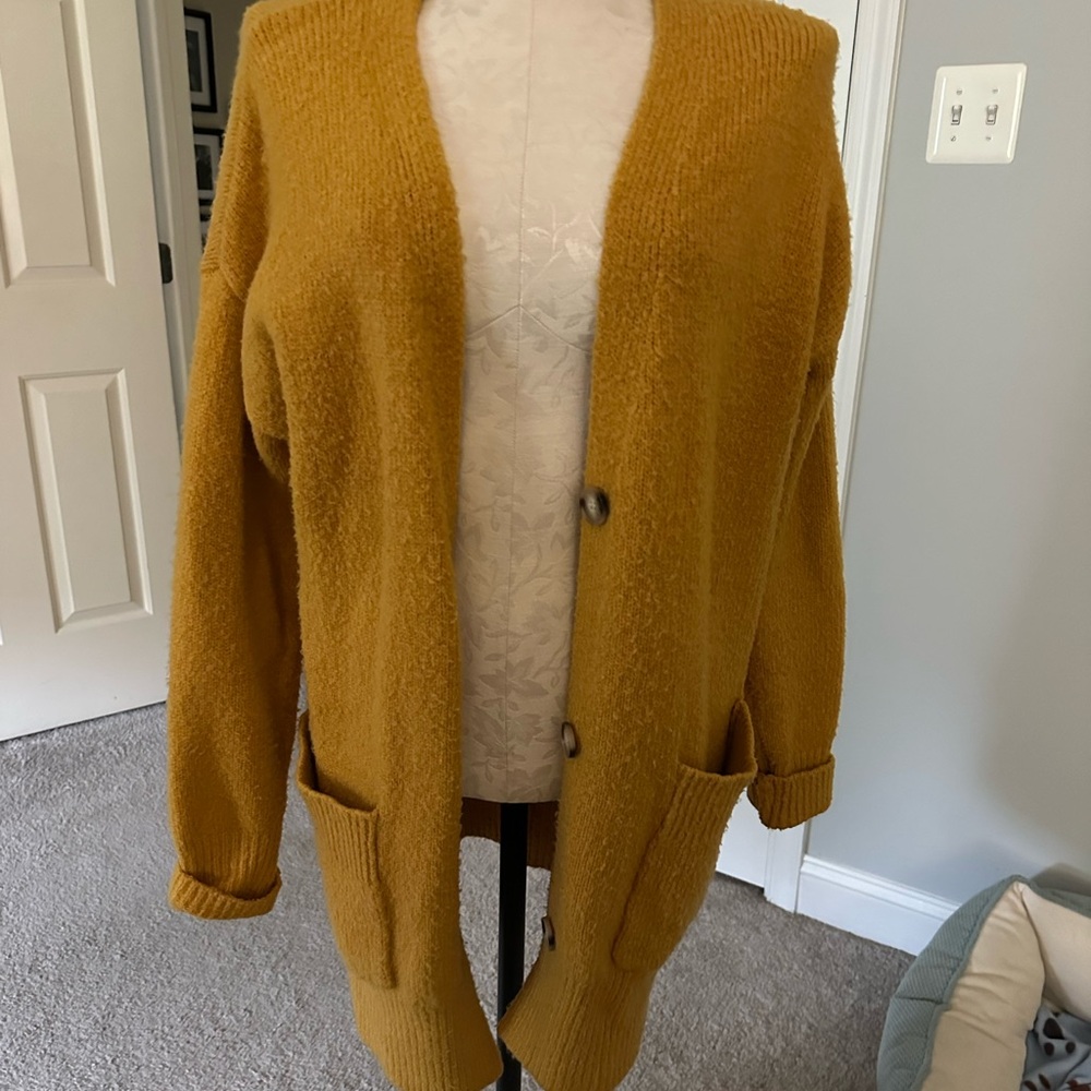 Elodie Yellow Cardigan Sweater V-Neck Knit